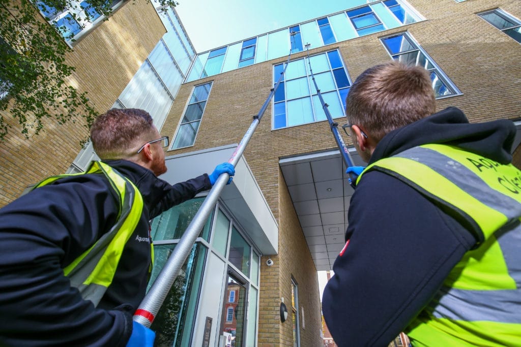 water-fed pole window cleaning - commercial window cleaning